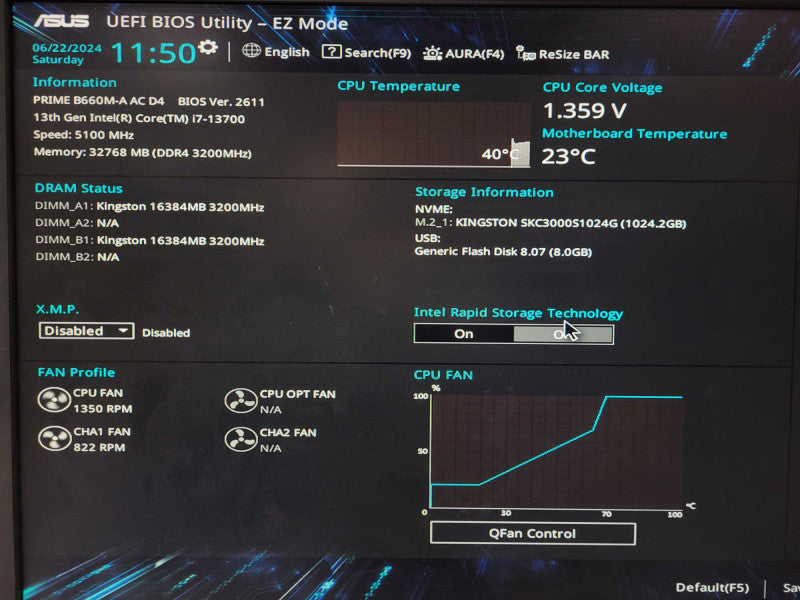 Custom PC/ASUS PRIME B660M-A, i7-13700 5.1GHz, 32GB DDR4, 1TB NVme, 350W PSU  $