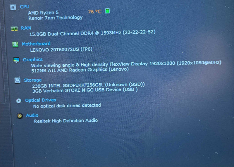 Lenovo ThinkPad E14 Ryzen 5-4500U 16GB RAM 256SSD BIOS Locked READ!  Lap200