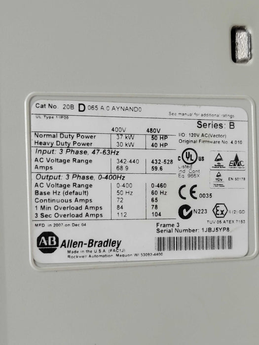 ALLEN-BRADLEY POWERFLEX 700 AC DRIVE, READ _