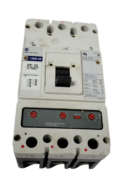 ALLEN BRADLEY 140M-K8 MOTOR CIRCUIT PROTECTOR 400 AMPS 600 VAC 3P READ _