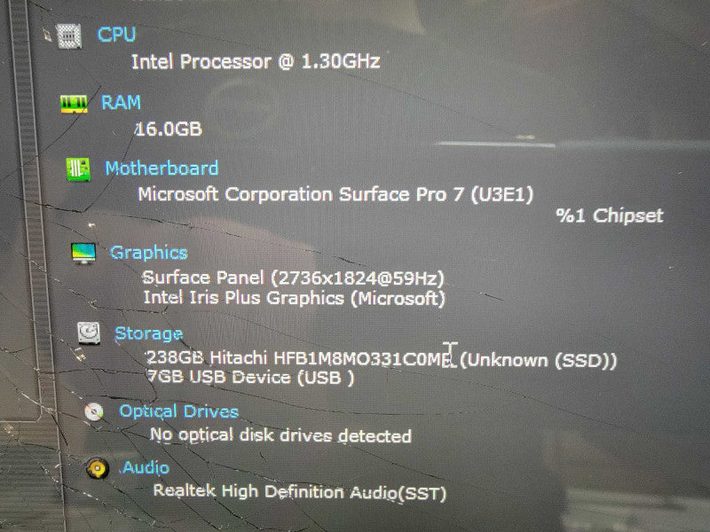 MS Surface Pro 7 (1866) i7-1065G7, 16GB RAM, 256GB SSD - READ