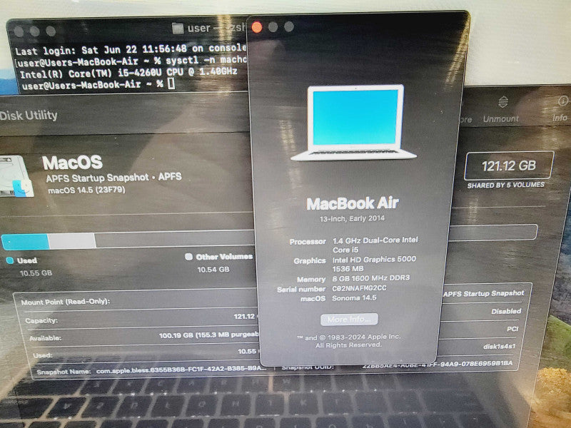 Apple Macbook Air 2014 13\\" 2-Core i5-4260U @ 1.4GHz 8GB DDR3 120GB SSD (