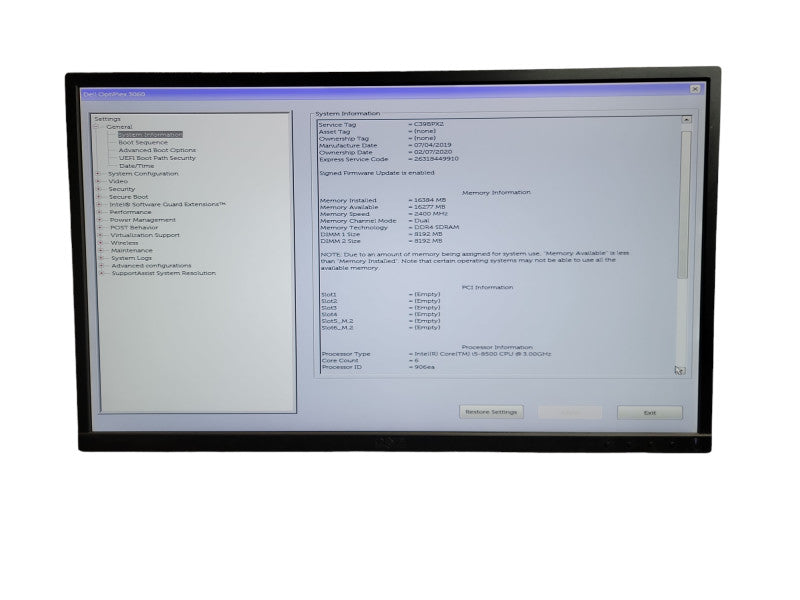 Dell OptiPlex 3060 MT Desktop i5 - 8500 CPU @ 3.00GHz 16GB DDR4 Ram QÎ¸