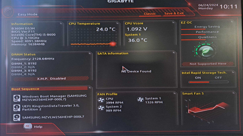 Gaming PC | Gigabyte B360M, i5-8600 @3.10GHz, 16GB DDR4, RX 580, 256GB NVMe