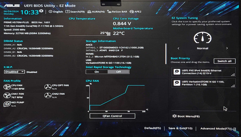 Custom PC/ASUS PRIME H570M-PLUS, i7-11700 2.50GHz, 32GB DDR4, 512GB NVMe, 1TB HDD