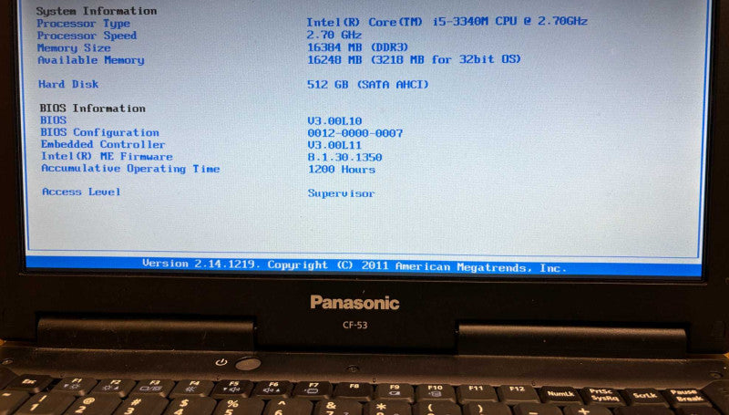 Panasonic ToughBook CF-53 TOUCH i5-3340M 16GB RAM 512GB SSD 1200Hrs. READ!