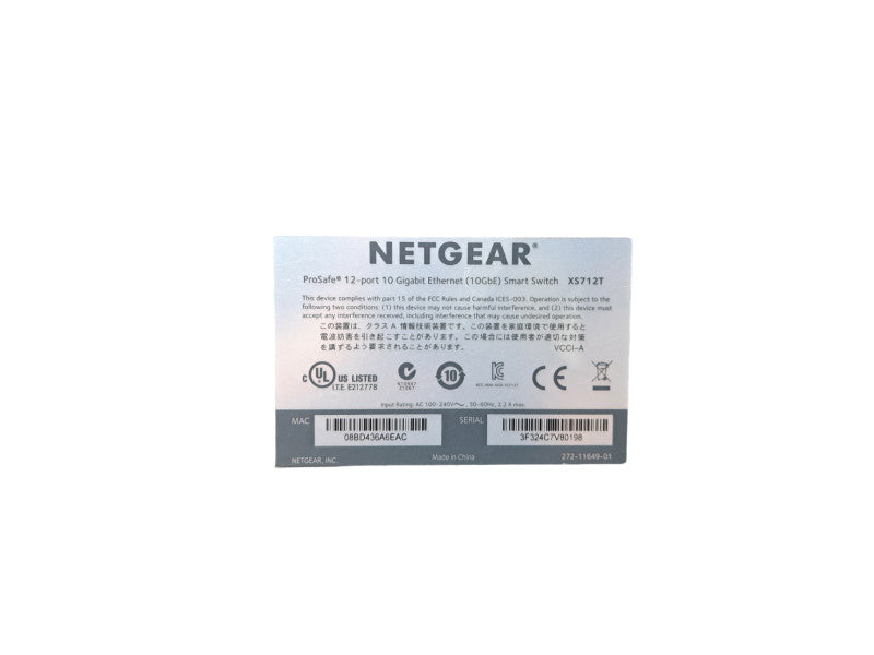 Netgear ProSafe XS712T | 12-Port 10 Gigabit Ethernet Smart Switch | 2x SFP+