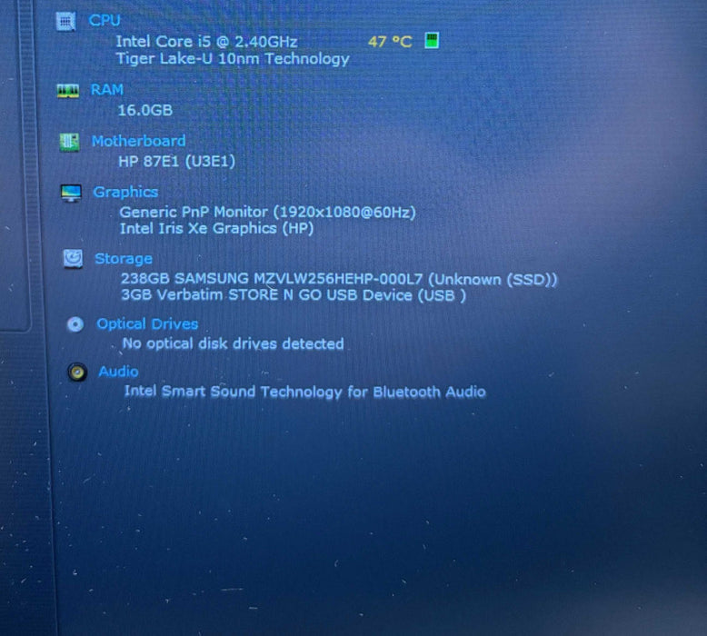 HP ProBook 450 G8 Intel Core i5-1135G7 16GB RAM 256SSD Missing \\"A\\" Key READ!  Lap200