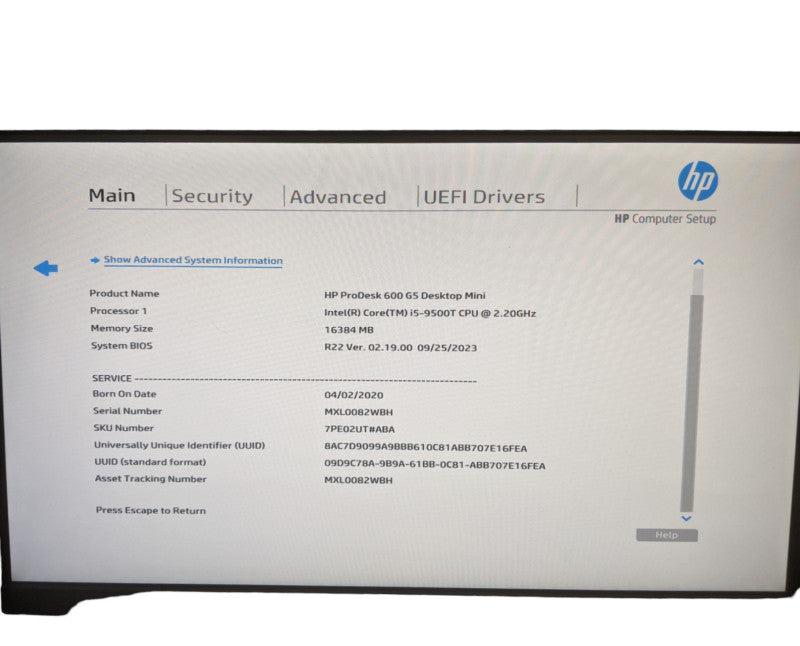 HP ProDesk 600 G5 USFF | Intel i5-9500T | 16GB DDR4 | No HDD/No OS Q