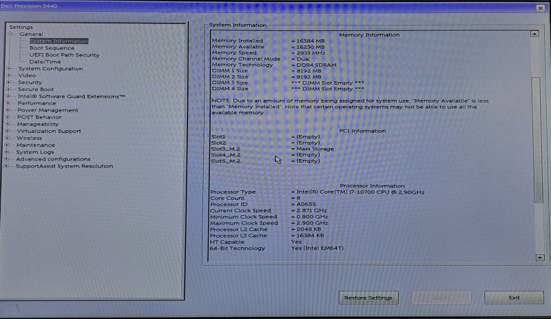 Dell Precision 3440 SFF | i7-10700 @ 2.90GHz 8C, 16GB DDR4, 512GB NVMe