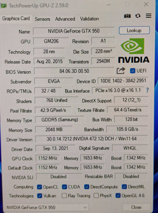 EVGA NVIDIA GeForce GTX 950 2GB GDDR5 Graphics Card | 3x DP, HDMI, DVI
