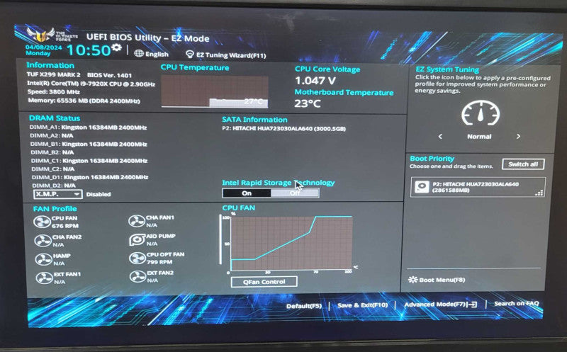Custom/ASUS TUF X299 Mark 2, Core i9-7920X 2.9GHz, 64GB DDR4, 3TB HDD READ _