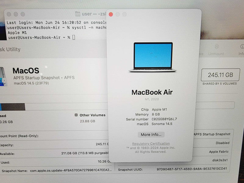 Apple Macbook Air 2020 13\\" Chip M1 @ 3.2GHz 8GB Ram 256GB SSD [Read] (