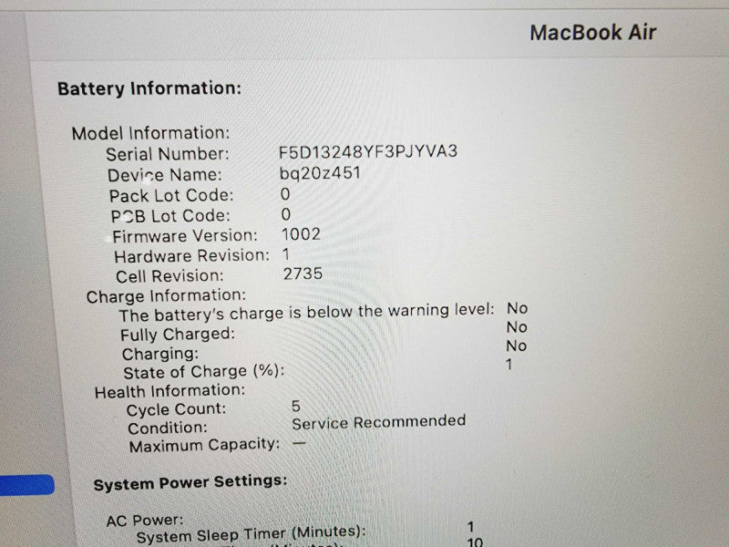 Apple Macbook Air 2020 13\\" Chip M1 @ 3.2GHz 8GB Ram 256GB SSD [Read] (
