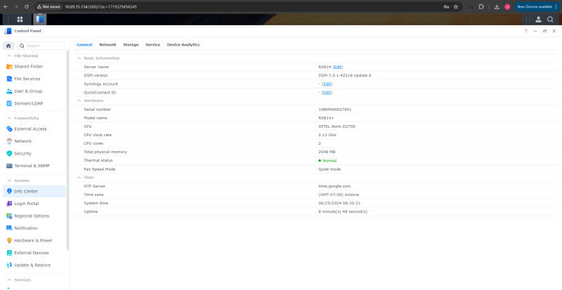 Synology Rackstation RS814+ 4-Bays, 1x 4TB HDD