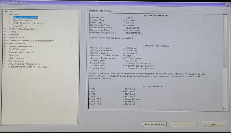 Dell Optiplex 7080, i5-10400 2.90GHz 6C, 16GB DDR4, 256GB NVMe