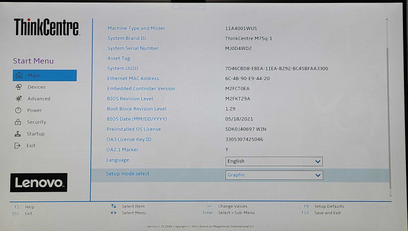 Lenovo M75q-1 USFF, Ryzen 5 PRO 3400GE 3.30GHz 4C, 8GB DDR4, 256GB NVMe, PWR