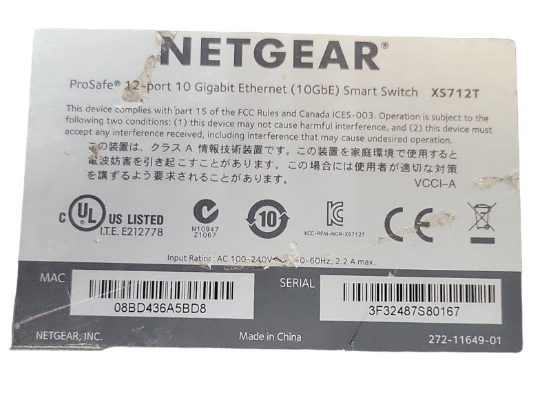 NETGEAR ProSafe XS712T 12 Port 10 GB Smart Switch, READ _