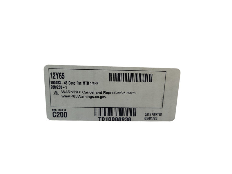 Lennox 12Y65 - Interlink 100483-43 Condenser Fan Motor, 1/4 HP, 208-230 Volts $