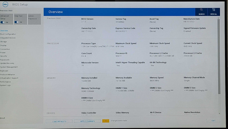 Dell Precision 3660 Tower, i7-12700 4.90GHz 12C, No RAM, 512GB NVMe, 1TB HDD