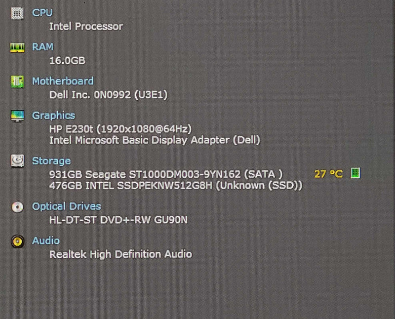 Dell Precision 3660 Tower, i7-12700 4.90GHz 12C, No RAM, 512GB NVMe, 1TB HDD