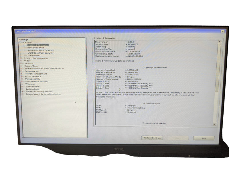 Dell OptiPlex 5070 SFF | Intel i7-9700 | 16GB DDR4 | No HDD | No OS