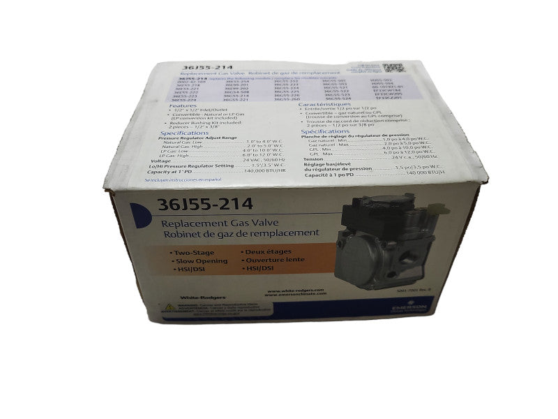 White Rodgers 36J24-214 Replacement Gas Valve Open box $