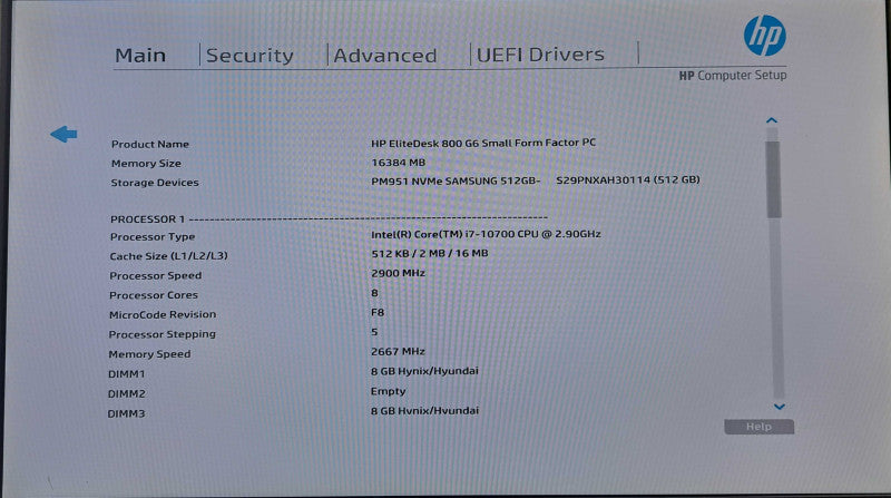HP EliteDesk 800 G6 SFF | i7-10700 @ 2.90GHz 8-Core, 16GB DDR4, 512GB NVMe
