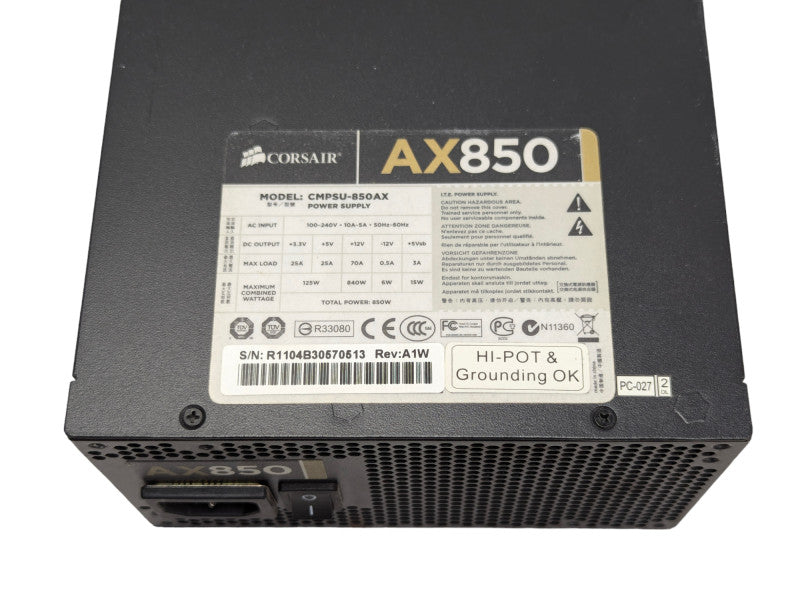 CORSAIR AX850 CMPSU-850AX 850W Computer Power Supply  -