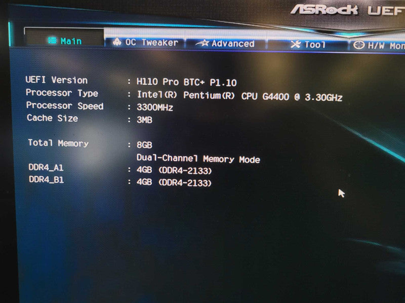 Intel Pentium G4400 | ASRock H110 Pro BTC+ | 8GB RAM | M.2 | I/O Plate %