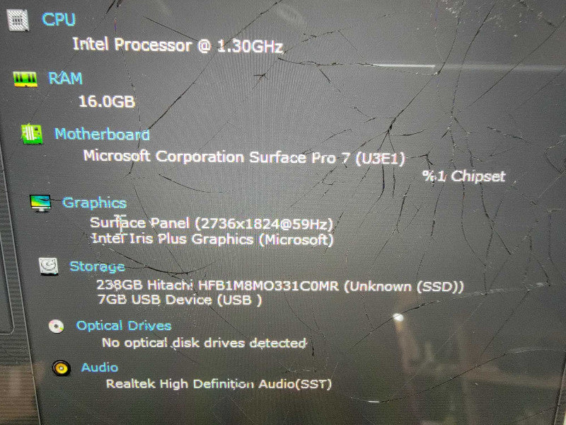 MS Surface Pro 7 1866 | i7-1065G7 @1.3 | 16GB RAM | 256GB SSD - READ