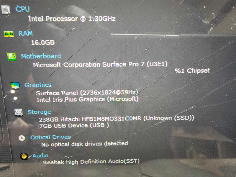 MS Surface Pro 7 1866 | i7-1065G7 @1.3 | 16GB RAM | 256GB SSD - READ