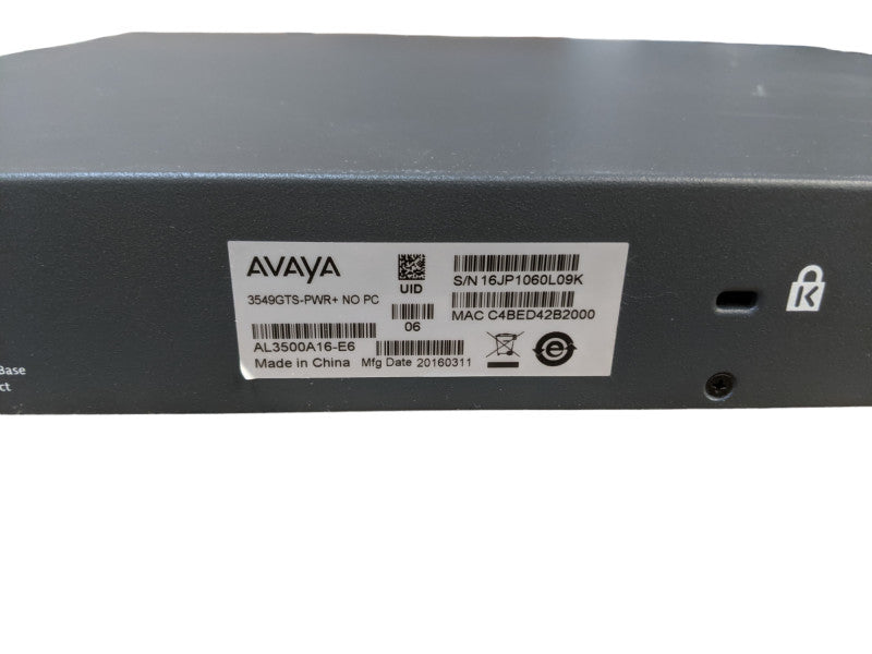 Avaya | ERS3549GTS-PWR+ | 48-Port Ethernet Switch | AL3500A16-E6  Q