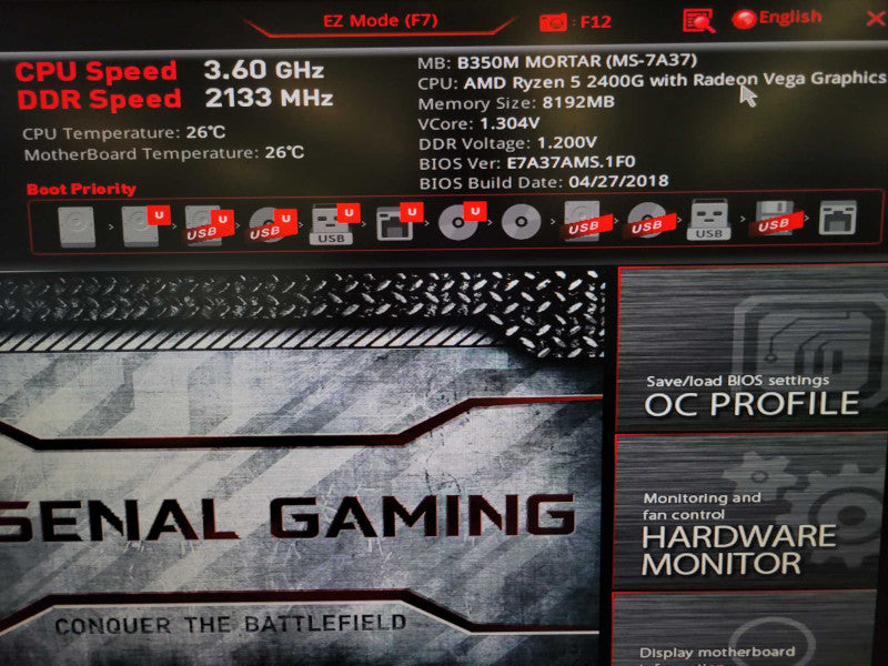 AMD Ryzen 5 2400G | MSI B350M MORTAR | 8GB RAM | M.2 | I/O plate %
