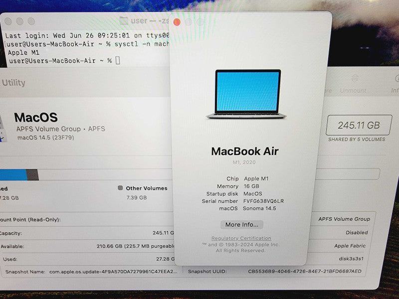 Apple Macbook Air 2020 13\\" Chip M1 @ 3.2GHz 16GB Ram 256GB SSD (