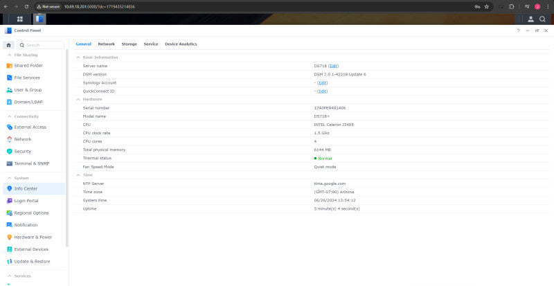 Synology 2 bay NAS DiskStation DS718+, 6GB DDR3, 2x 4TB HDDs