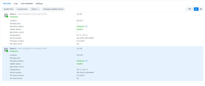 Synology 2 bay NAS DiskStation DS718+, 6GB DDR3, 2x 4TB HDDs