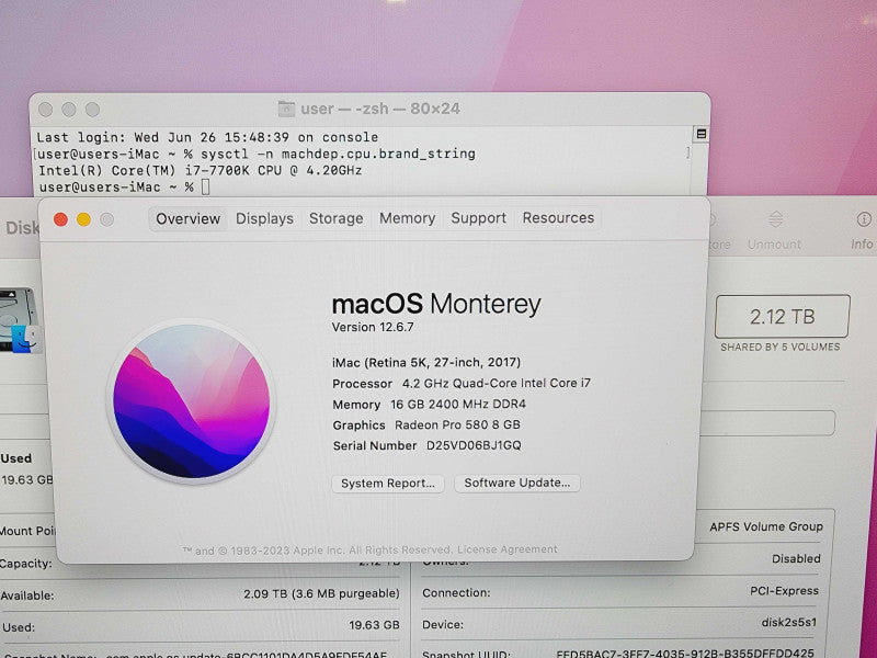 Apple iMac Retina 5K 2017 27\\" 4-Core i7-7700K @ 4.2GHz 16GB DDR4 2TB Fusion (
