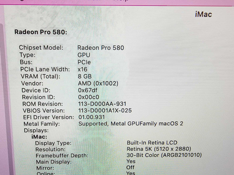 Apple iMac Retina 5K 2017 27\\" 4-Core i7-7700K @ 4.2GHz 16GB DDR4 2TB Fusion (
