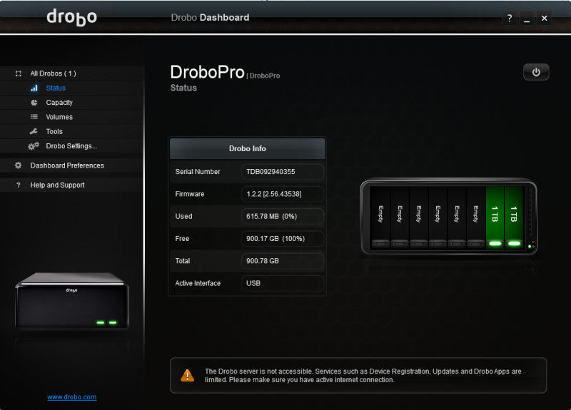 Drobo Pro DRPR1-A NAS with 2 x 1TB HDD\\'s | 8-Bay LFF Storage Array !