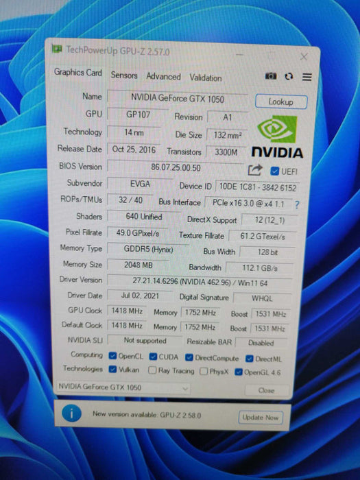 EVGA NVIDIA GeForce GTX 1050 SC GAMING 2GB Graphics Card GPU Gaming $