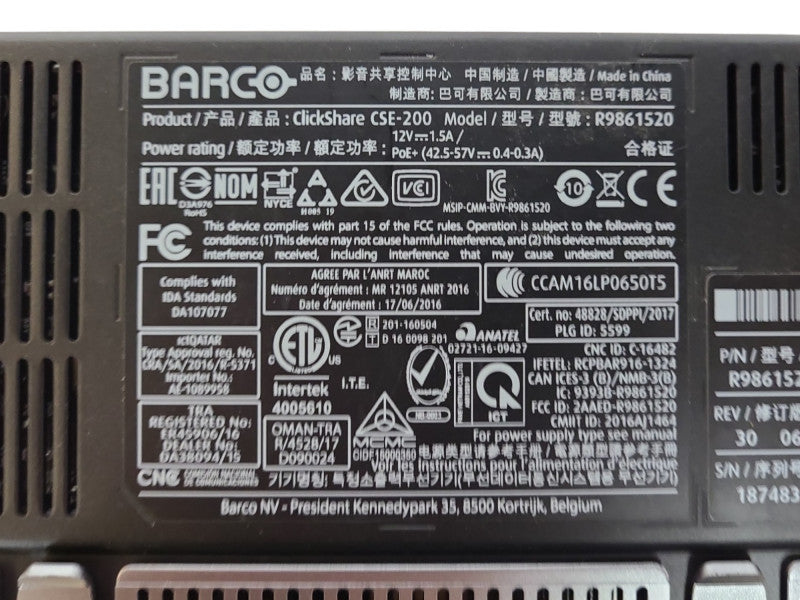 Barco ClickShare CSE-200 Wireless Presentation System w/ 2x Button Adapter
