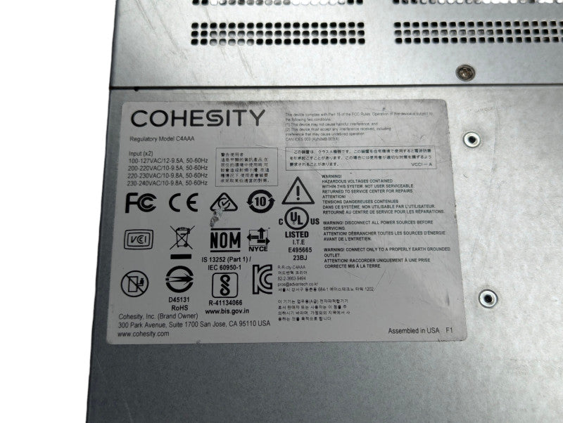 Cohesity C4600-SFP-3 4-Node Chassis with 3x Node servers and 2x PSU, READ -