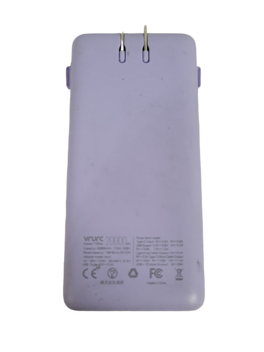 Vrurc 20000mAh Power Bank USB C + Micro Cable Model T2046 Purple !