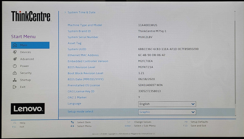 Lenovo M75q-1 USFF, Ryzen 5 PRO 3400GE 3.30GHz 4C, 8GB DDR4, 256GB NVMe, PWR