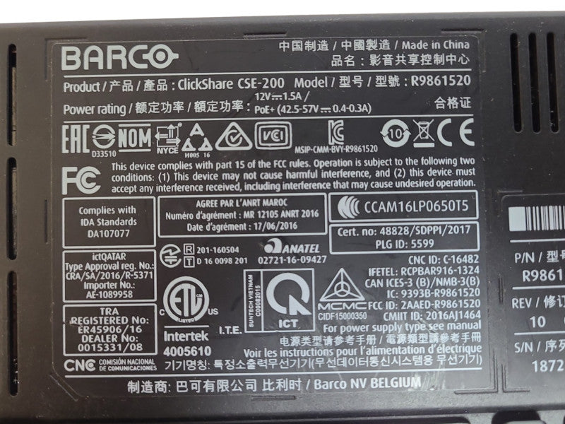 Barco ClickShare CSE-200 Wireless Presentation System w/ 2x Button Adapter