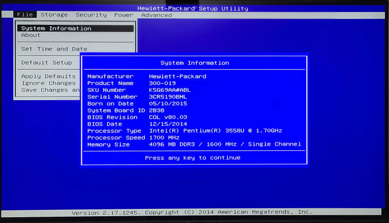 HP PAVILION 300-019, Intel Pentium 3558U 1.70GHz, 4GB DDR3, 256GB SSD, WiFi Q