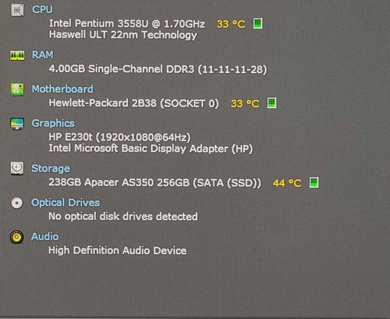 HP PAVILION 300-019, Intel Pentium 3558U 1.70GHz, 4GB DDR3, 256GB SSD, WiFi Q