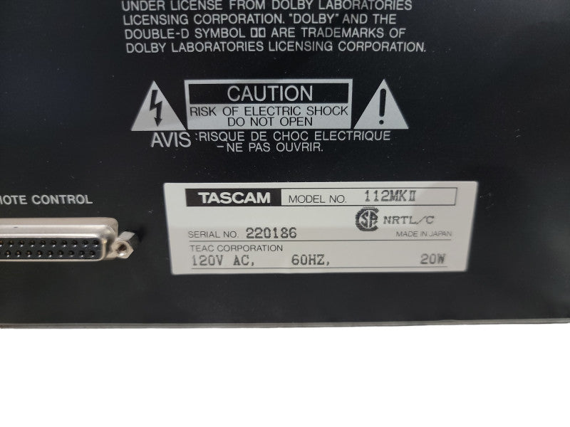 TASCAM 112MKII Professional 2-Head Cassette Deck