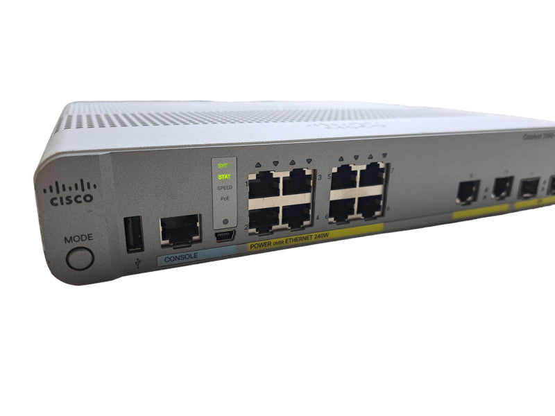 Cisco WS-C3560CX-8PC-S | 8-Port Gigabit PoE+ 240W 2x SFP Silent Switch